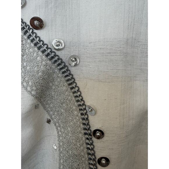 Vintage Sandy‎ Starkman White Silver Beaded Jacket Coat Embellished XL - Picture 7 of 10